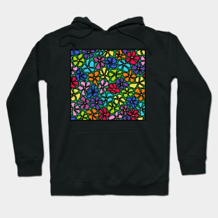 Wonky Retro Rainbow Flowers Hoodie